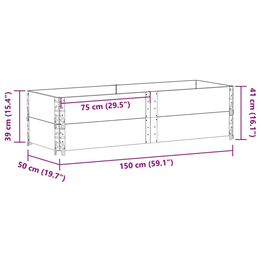 Plantenbak 150X50 Cm Massief Grenenhout Bruin 150 x 50 x 41 cm