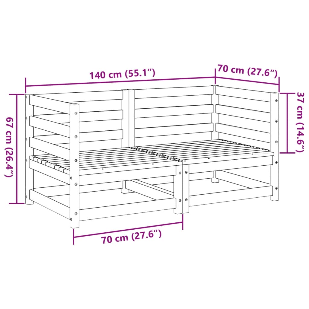 2-delige Loungeset massief grenenhout