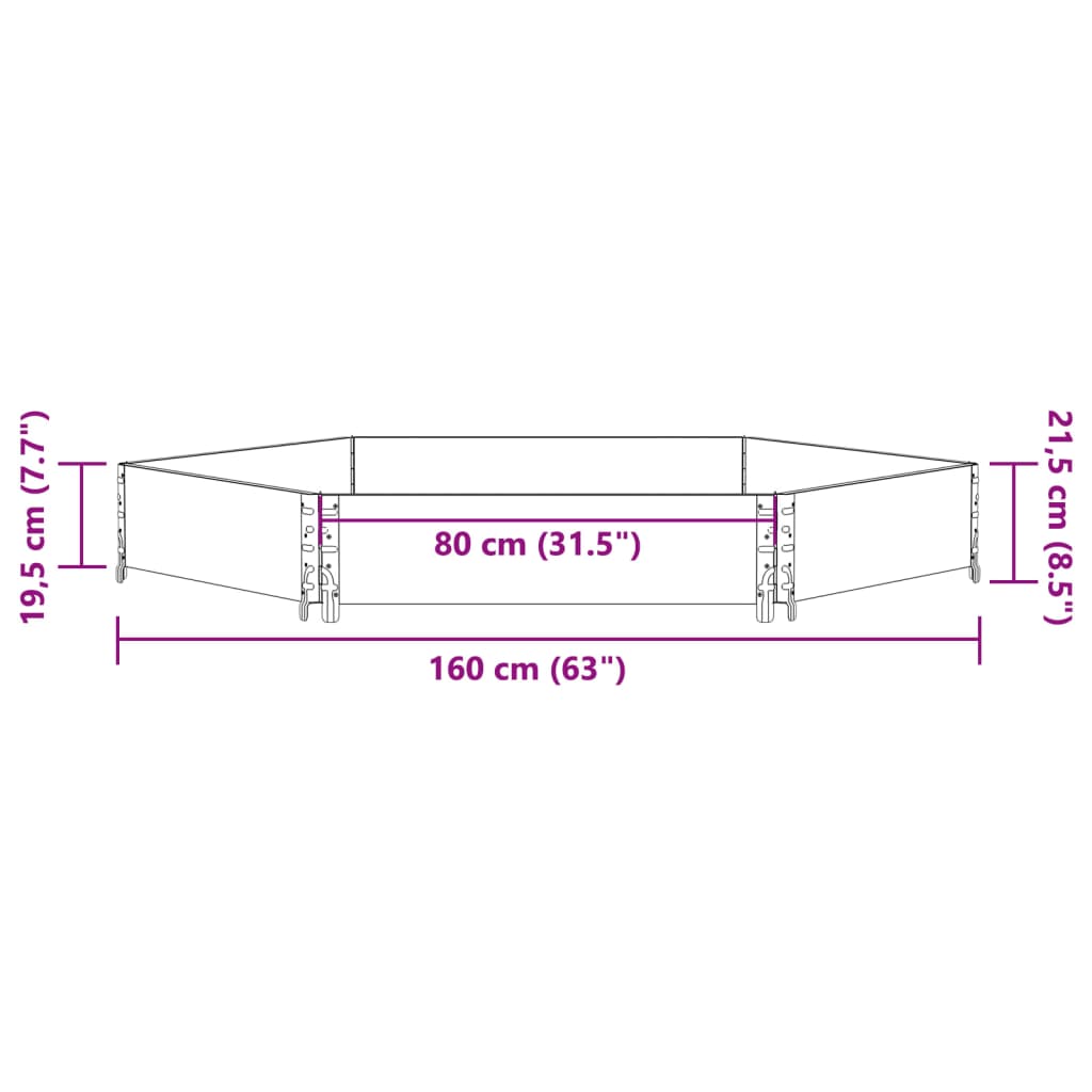 Palletopzetrand 160x160 cm zeshoekig massief grenenhout zwart