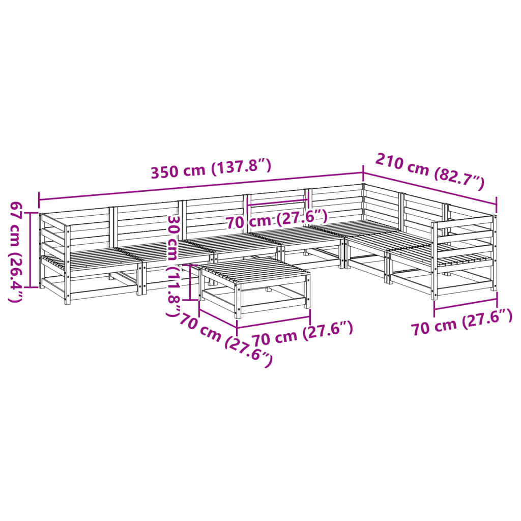 8-delige Loungeset geïmpregneerd grenenhout