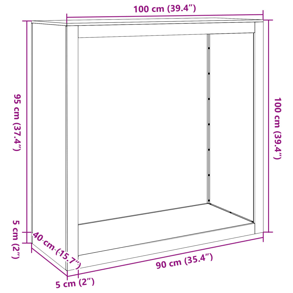 Haardhoutrek 100x40x100 cm staal antracietkleurig