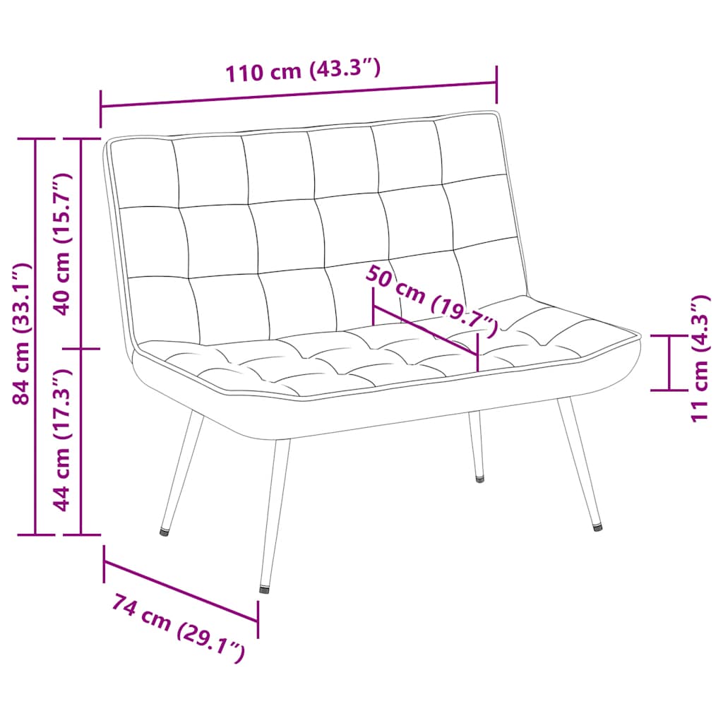 Bankje 110x74x84 cm fluweel geel