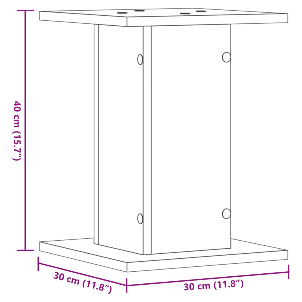 Speakerstandaards 2 st 30x30x40 cm bewerkt hout bruin eiken