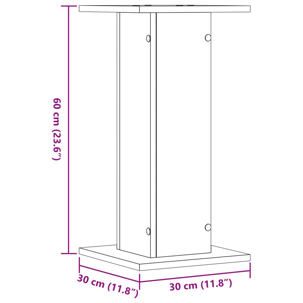 Speakerstandaards 2 st 30x30x60 cm bewerkt hout sonoma eiken