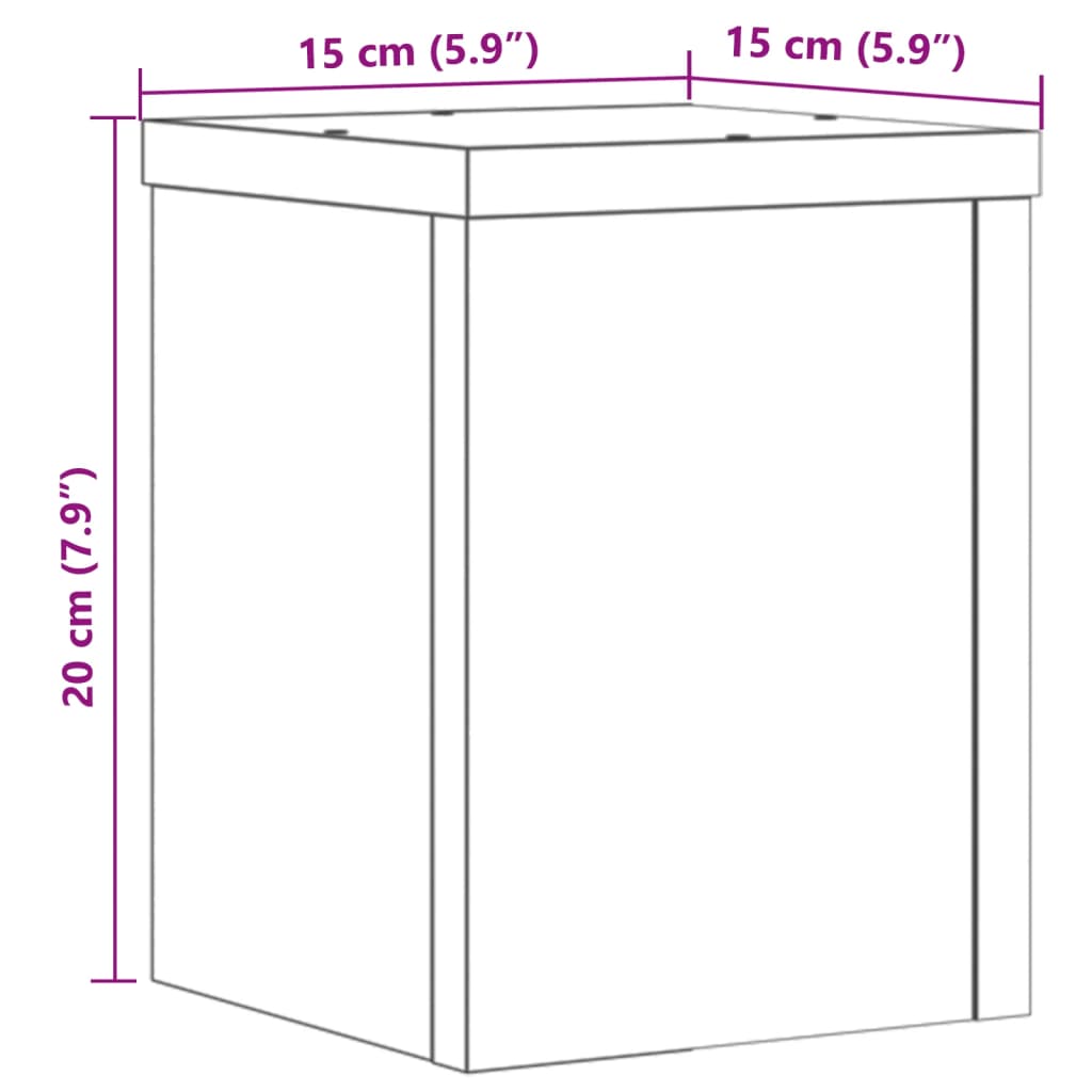 Plantenstandaards 2 st 15x15x20 cm bewerkt hout betongrijs