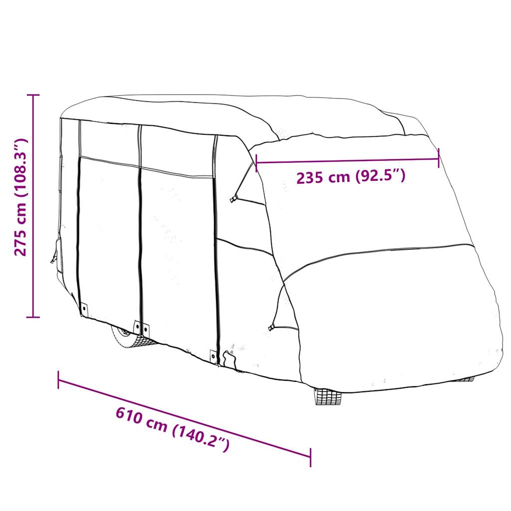 Camperhoezen 610x235x275 cm vliesvlies grijs
