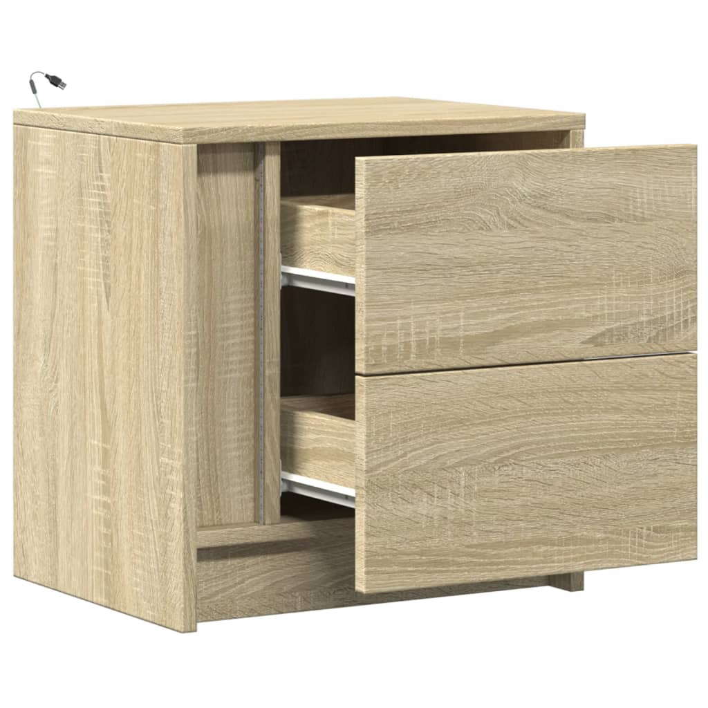 Nachtkastjes met LED-verlichting 2 st bewerkt hout sonoma eiken