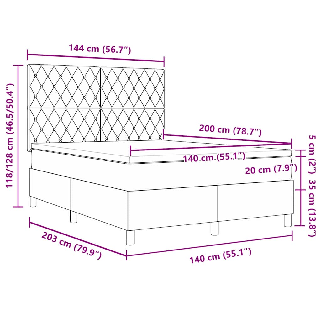 Boxspringbed met matras Donkergrijs 140 x 200 cm Fluweel