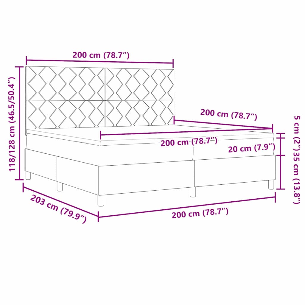 Boxspringbed met hoofdeinde Zwart 200 x 200 cm Fluweel