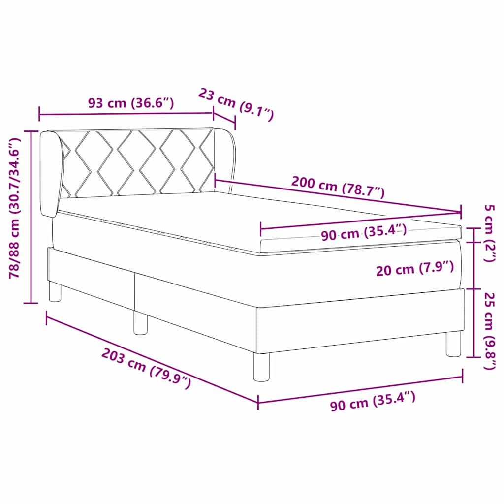 Boxspringbed met hoofdeinde Roze 90 x 200 cm Fluweel