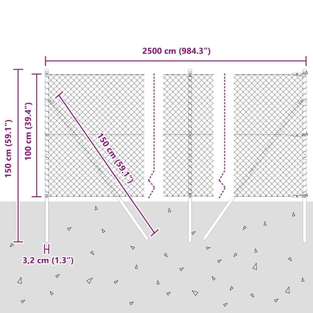 Afrasteringspaal Groen 25 x 1 m (40 x 40 mm gaas) Staal en PVC