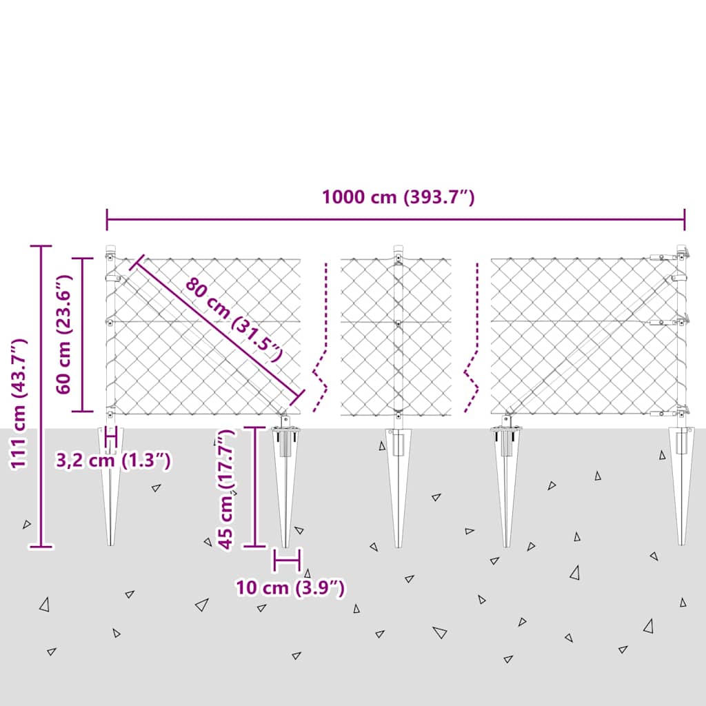 Afrasteringspaal Groen 10 x 0,6 m (60 x 60 mm gaas)