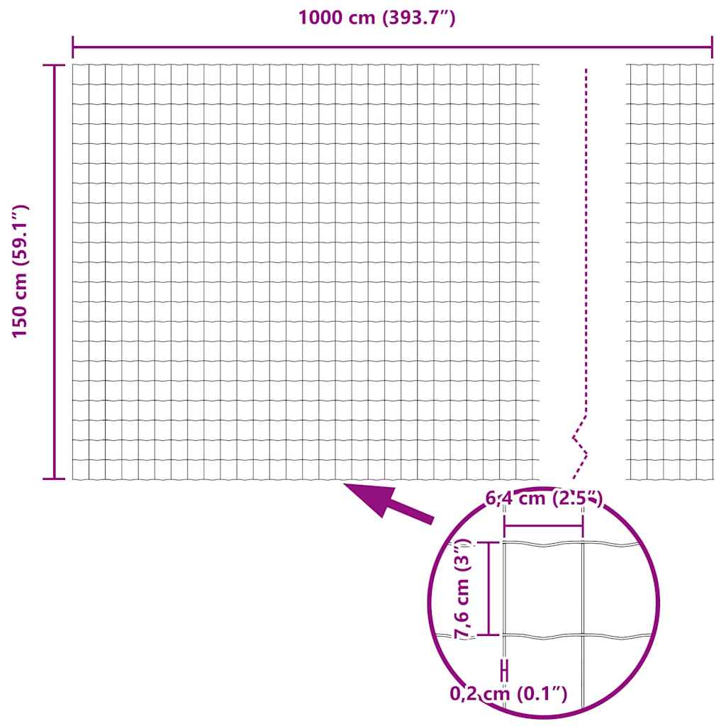 Hek met Paal Groen 1,5 x 10 m Staal