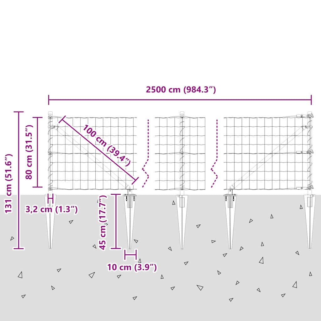 Hek met Paal Groen 0,8 x 25 m Staal