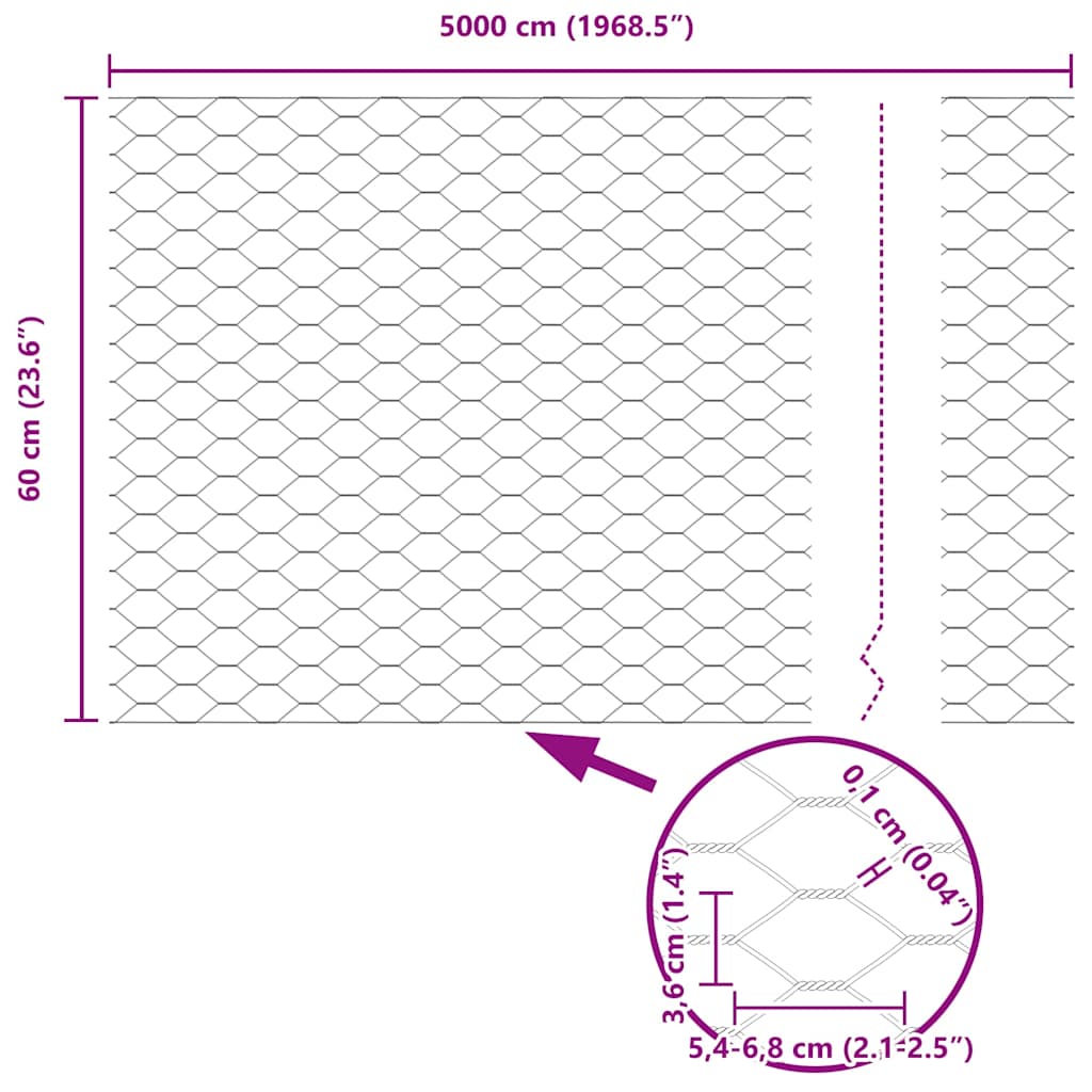 Afrasteringspaal Groen 50 x 0,6 m (36 mm gaas) Staal en PVC