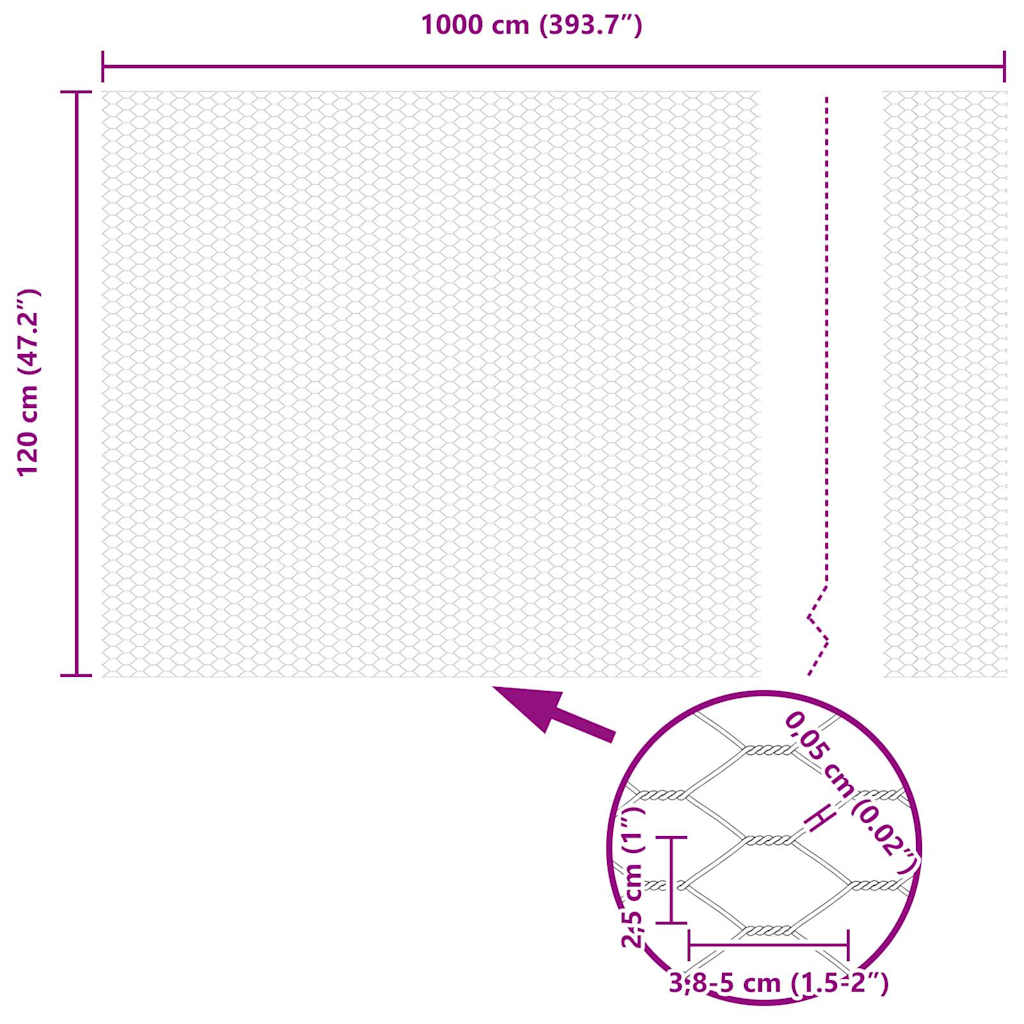 Afrasteringspaal Zilver 10 x 1,2 m (25 mm gaas) Staal