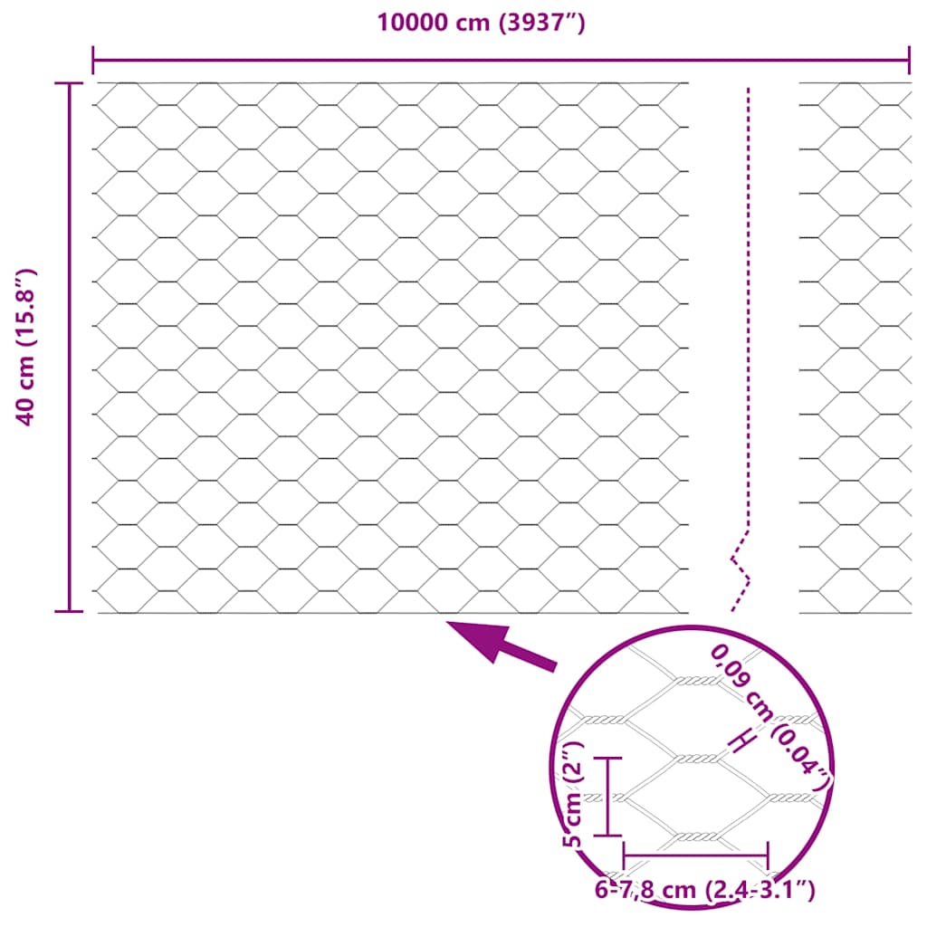 Afrasteringspaal Grijs 100 x 0,4 m (50 mm gaas) Staal en PVC