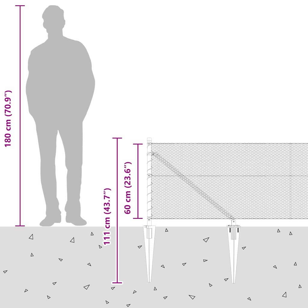 zeshoekig gaasgek met palen 100 x 0,6 m Gegalvaniseerd staal