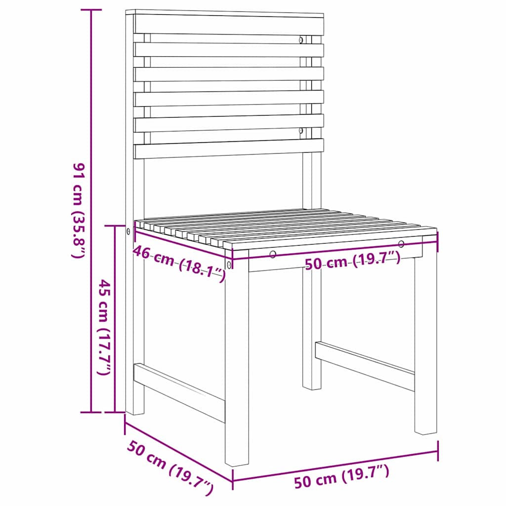 Tuinstoel 2 pcs Bruin 50 x 50 x 91cm Massief acaciahout