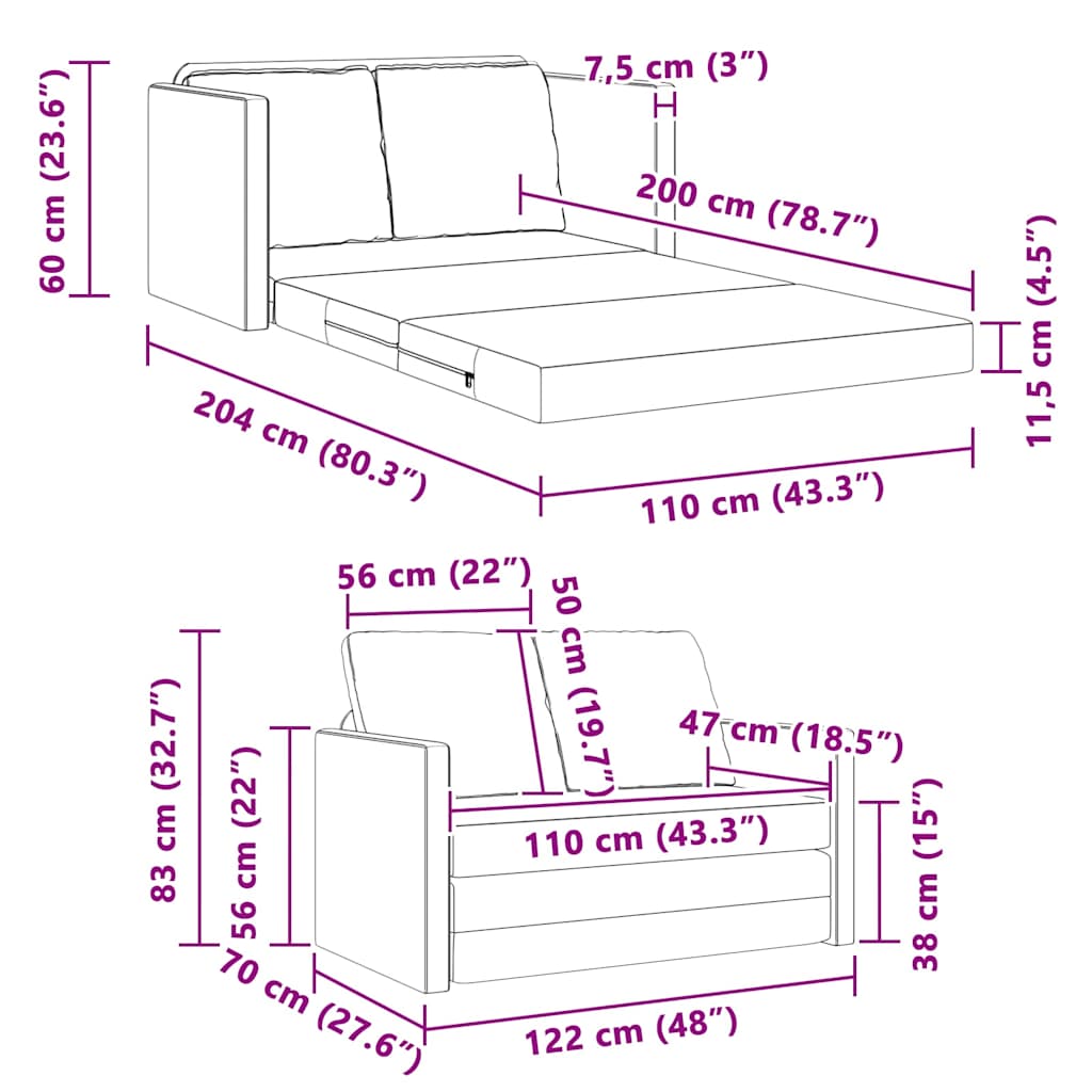 Slaapbank 122cm Crème Fluweel