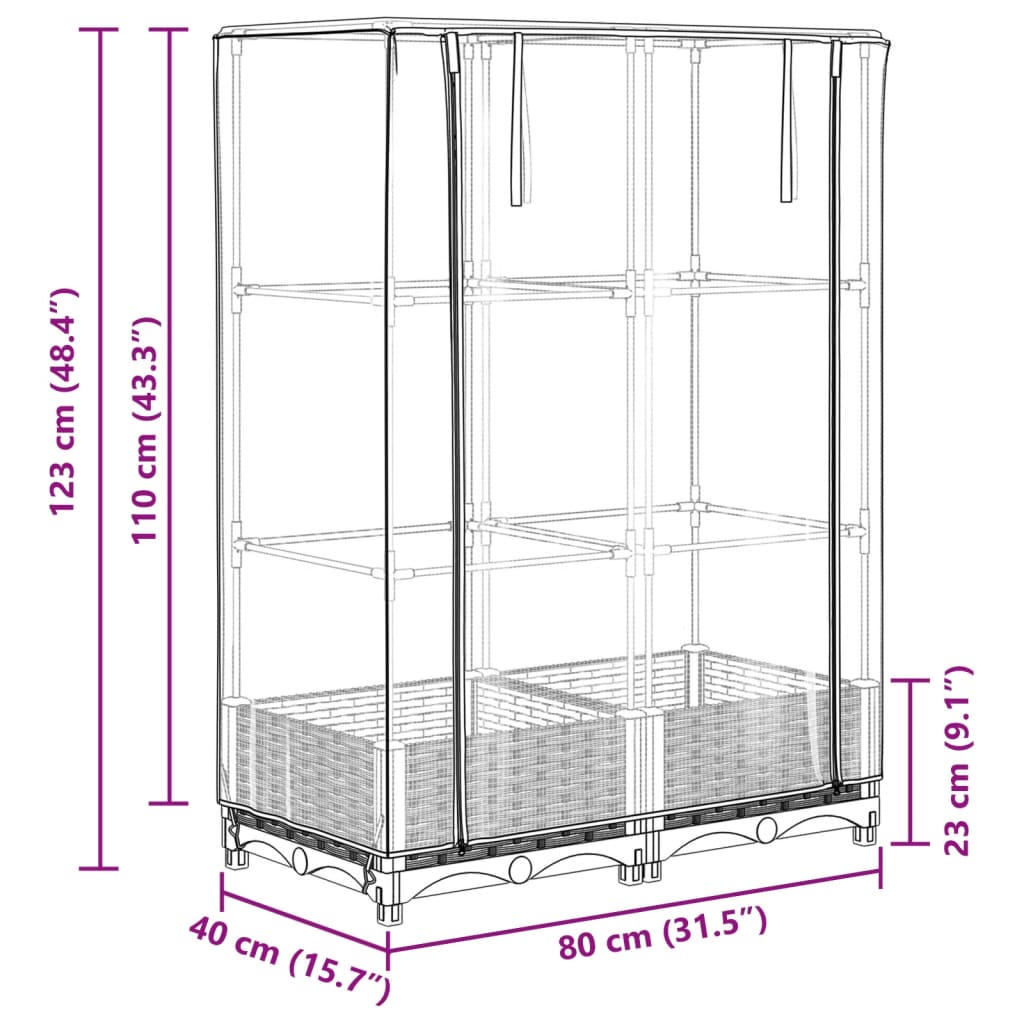 Plantenbak verhoogd met kashoes 80x40x123 cm rattanlook