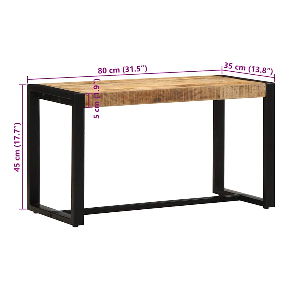 Bank 80x35x45 cm massief ruw hout mango