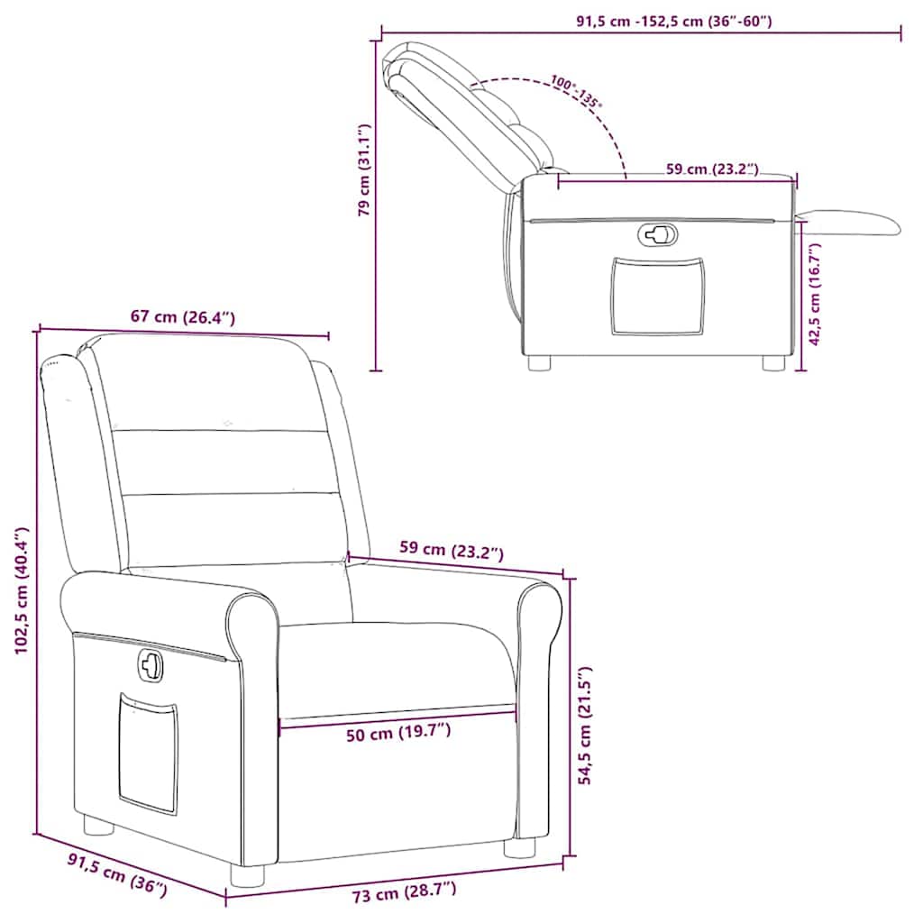 Fauteuil Verstelbaar Stof Bruin 1 Nee