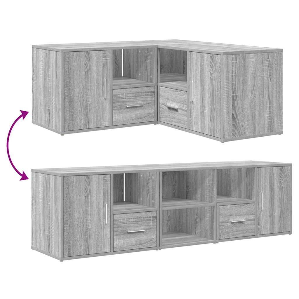 Hoekkast 160x40x45 cm bewerkt hout grijs sonoma eikenkleurig