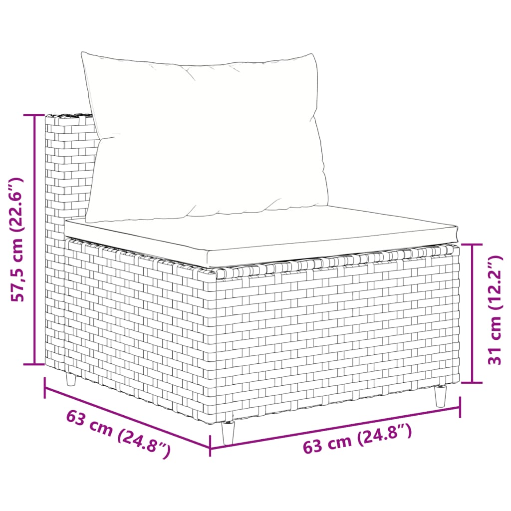 9-delige Loungeset met kussens poly rattan bruin