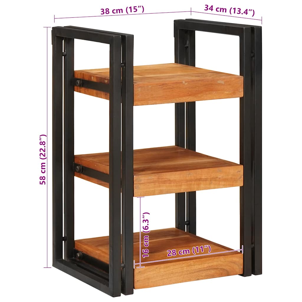 Nachtkastje 2 pcs Bruin en zwart Massief Hout Acacia