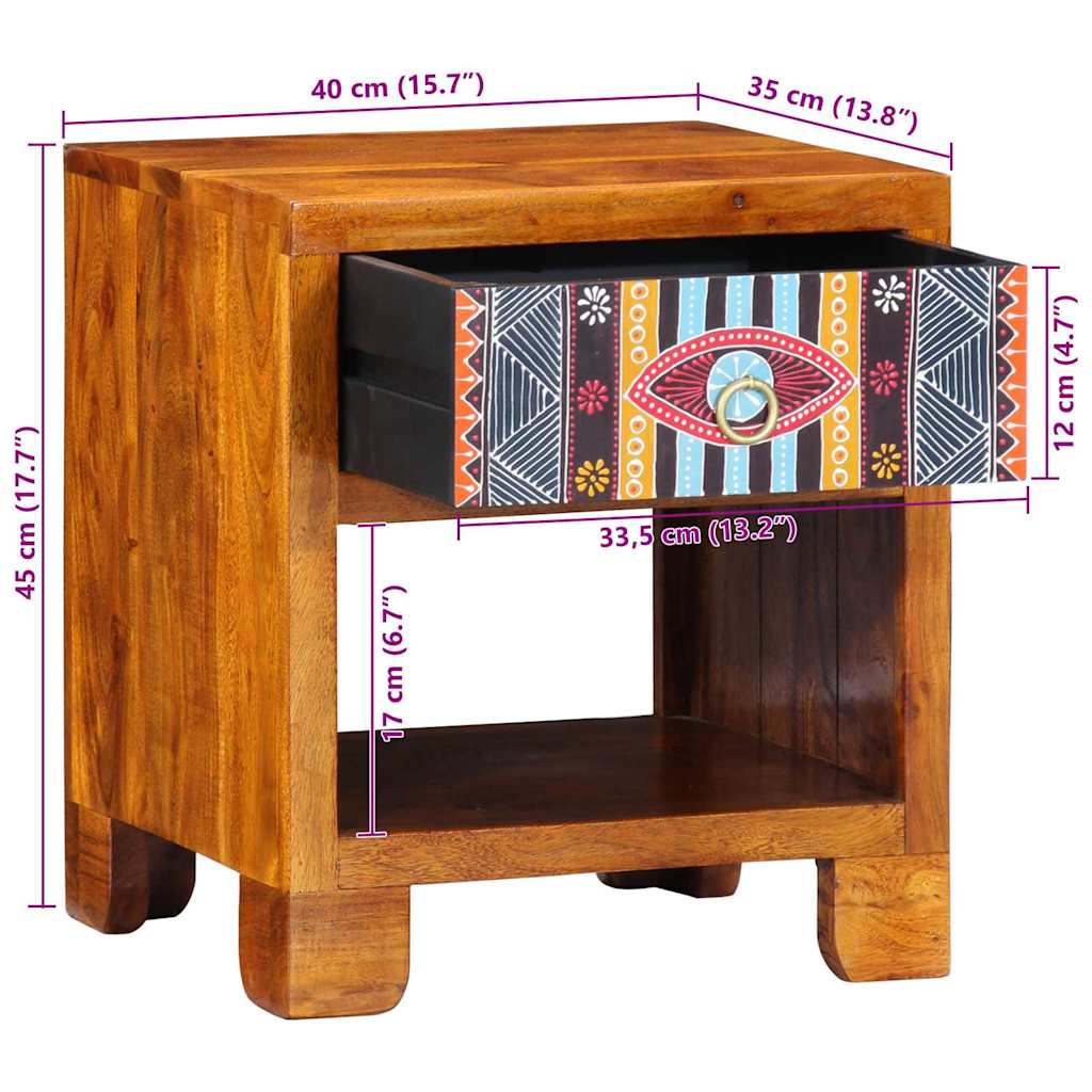 Dressoir met lade Multikleur 40 x 35 x 45 cm Massief acaciahout