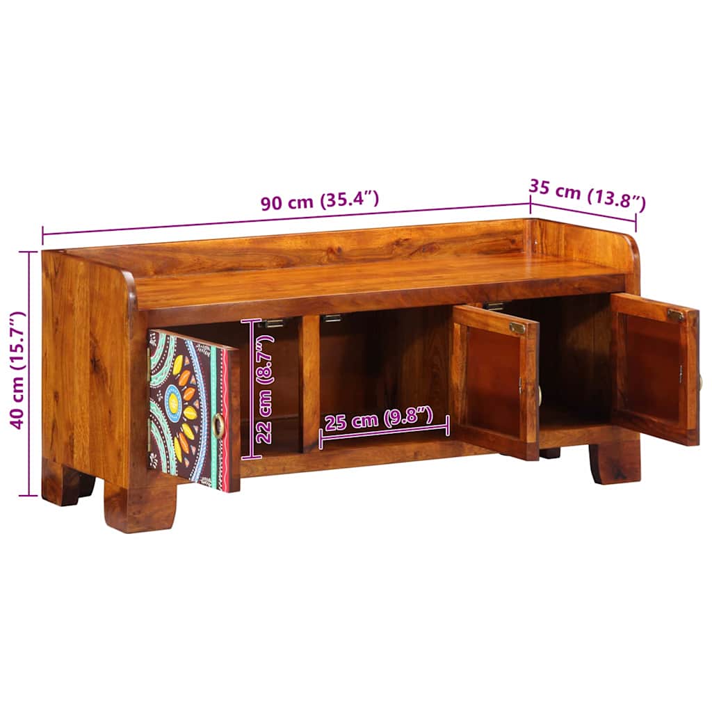 Schoenenkast Multikleur 90 x 35 x 40 cm Massief Acaciahout