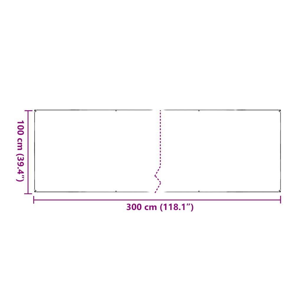 Doorzichtig zeildoek met zeilringen 1x3 m PVC