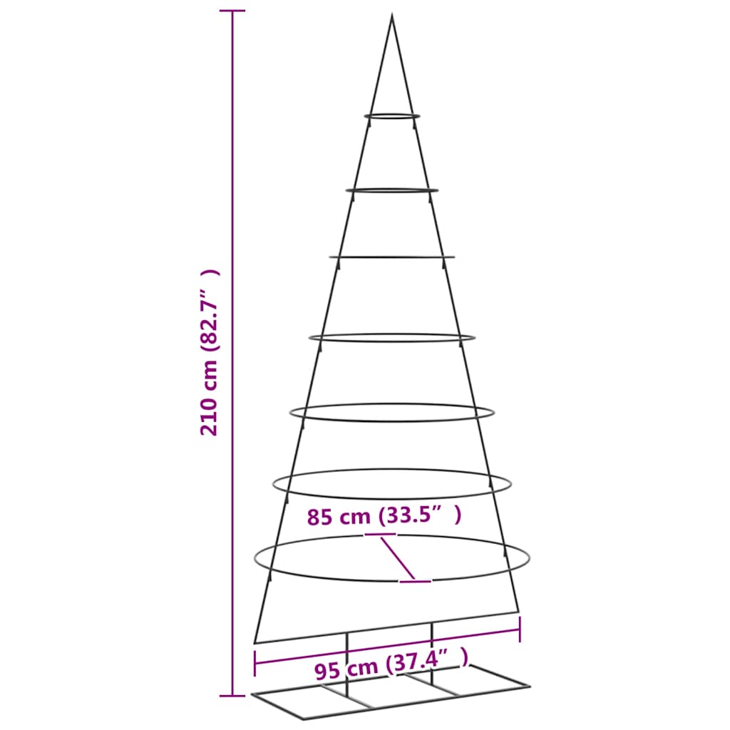 Kerstdecoratie Kerstboom Metaal Zwart 210 cm