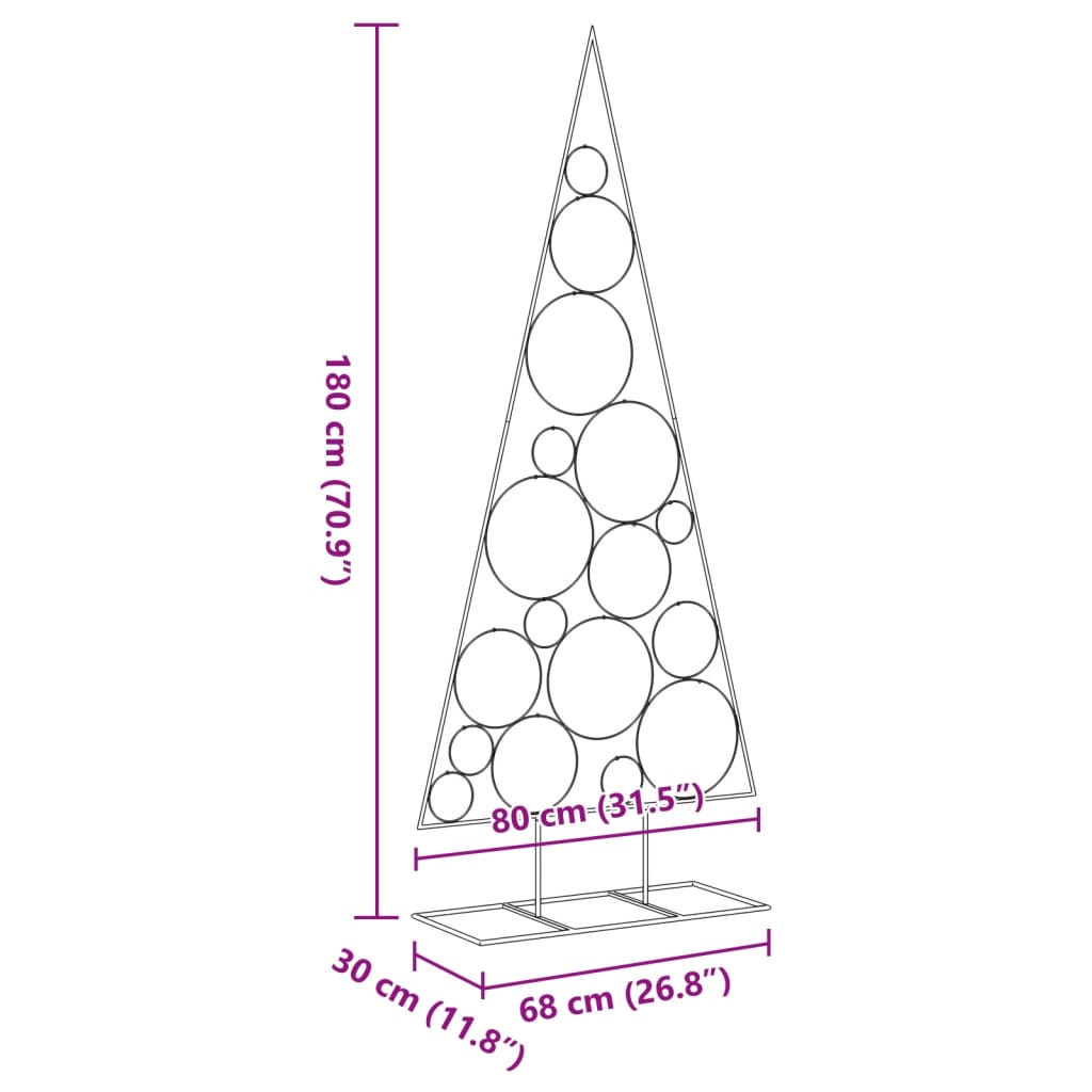Kerstdecoratie kerstboom 180 cm metaal zwart