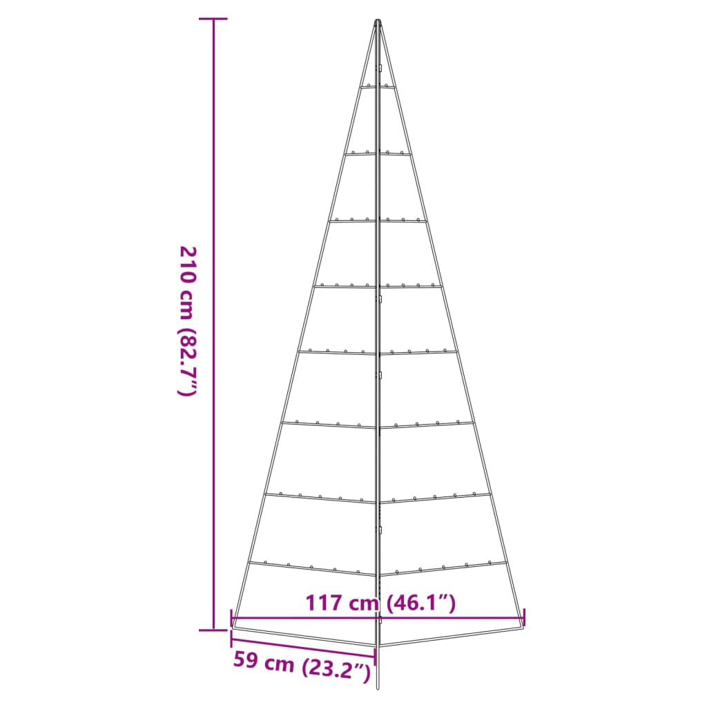 Kerstdecoratie Kerstboom Metaal Zwart 210 cm