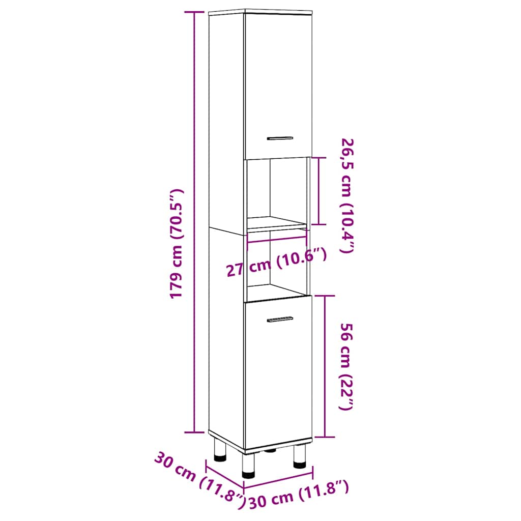 Keukentrolley BODO 72x45x80 cm wit en bruin