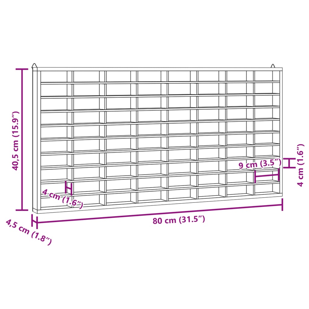 Wandkast met 80 vakken 80x4,5x40,5 cm