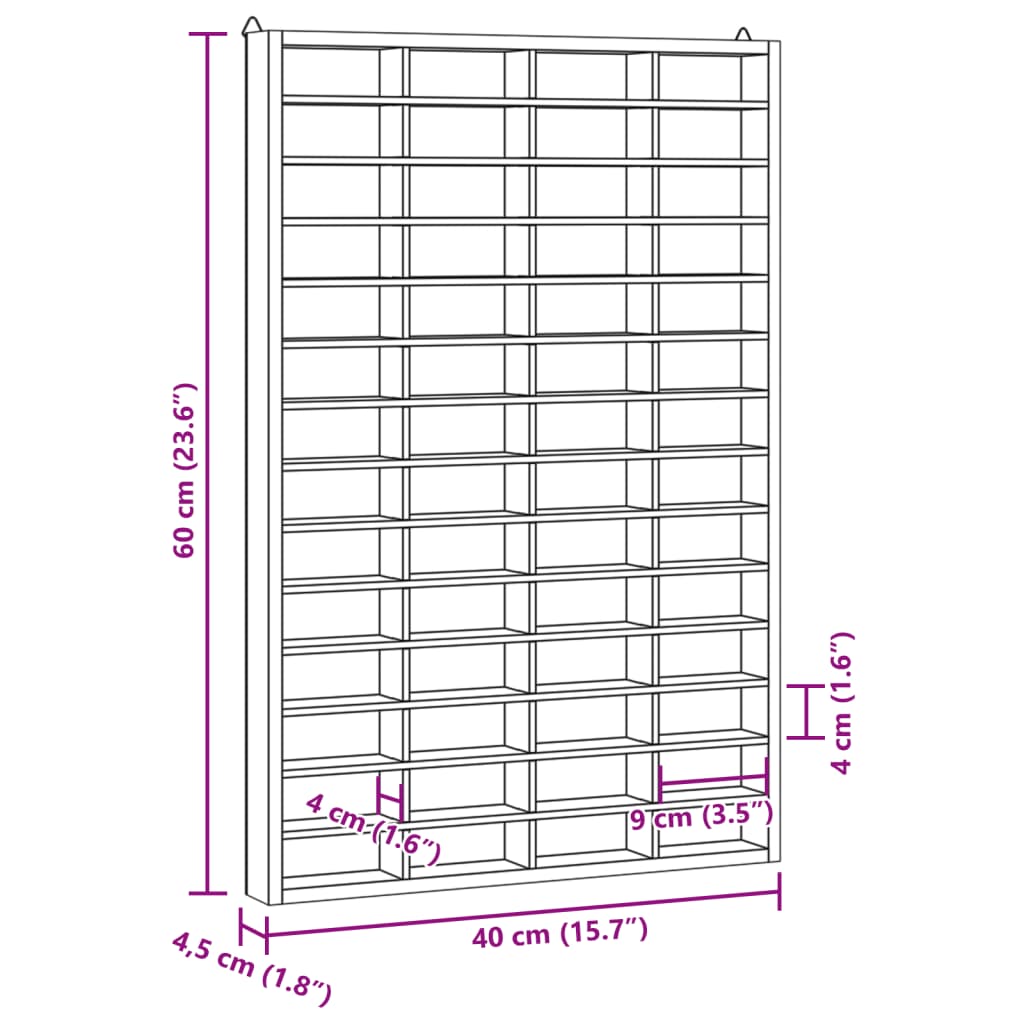 Wandkast met 56 vakken 40x4,5x60 cm