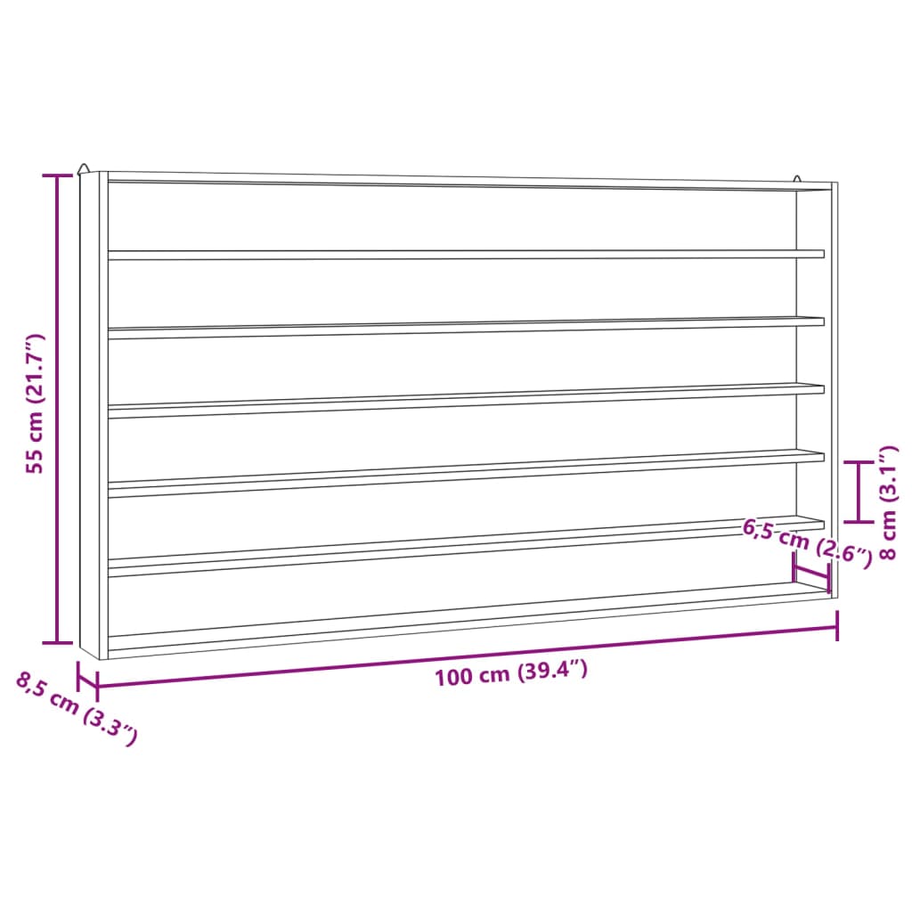 Houten Verzamelvitrine Met 6 Planken 100X8,5X55 Cm 100 x 8.5 x 55 cm