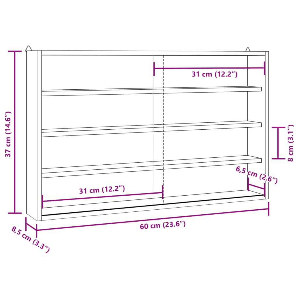 Wandkast met deuren 60x8,5x37 cm