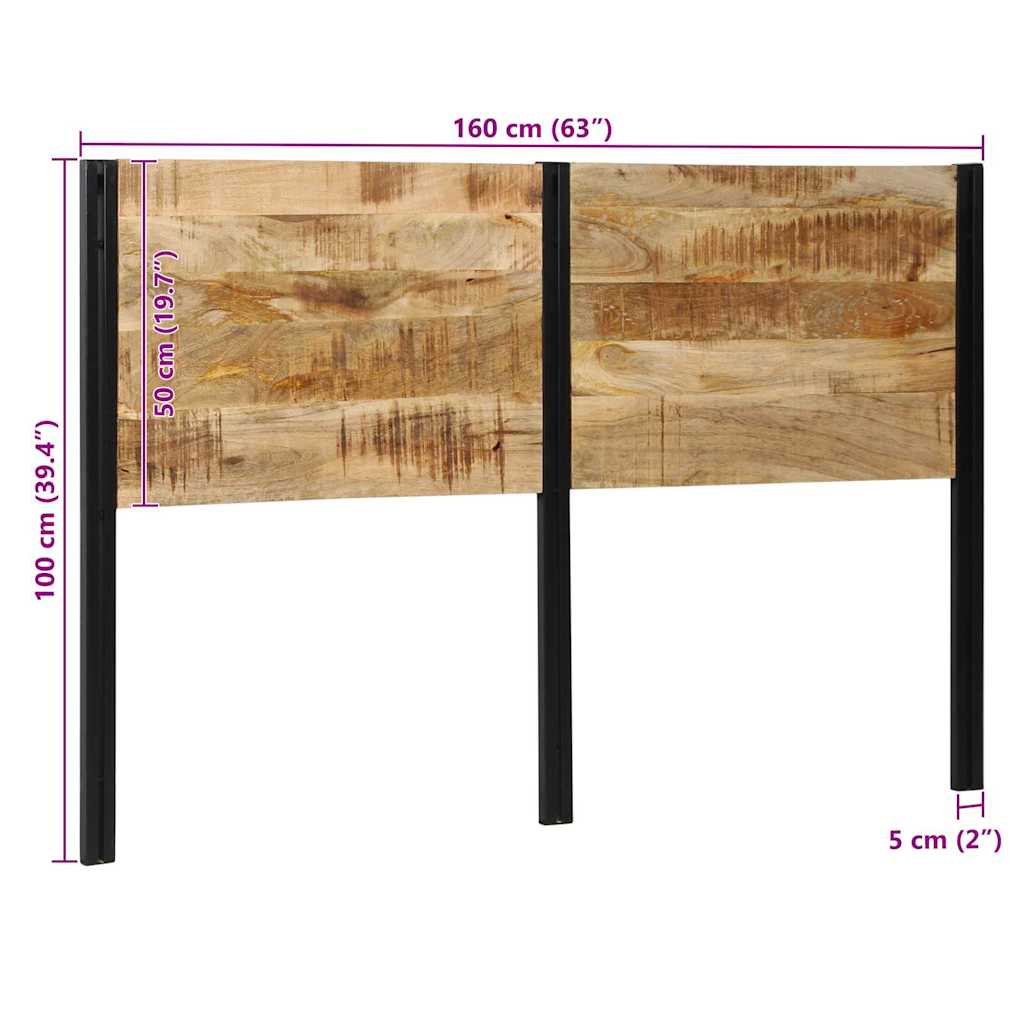 Hoofdeinde 160 cm massief hout mango en ijzer