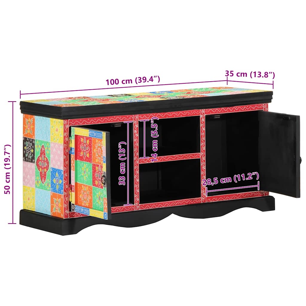 Tv-Kast Multikleur 100 X 35 X 50 Cm Massief Mango Hout