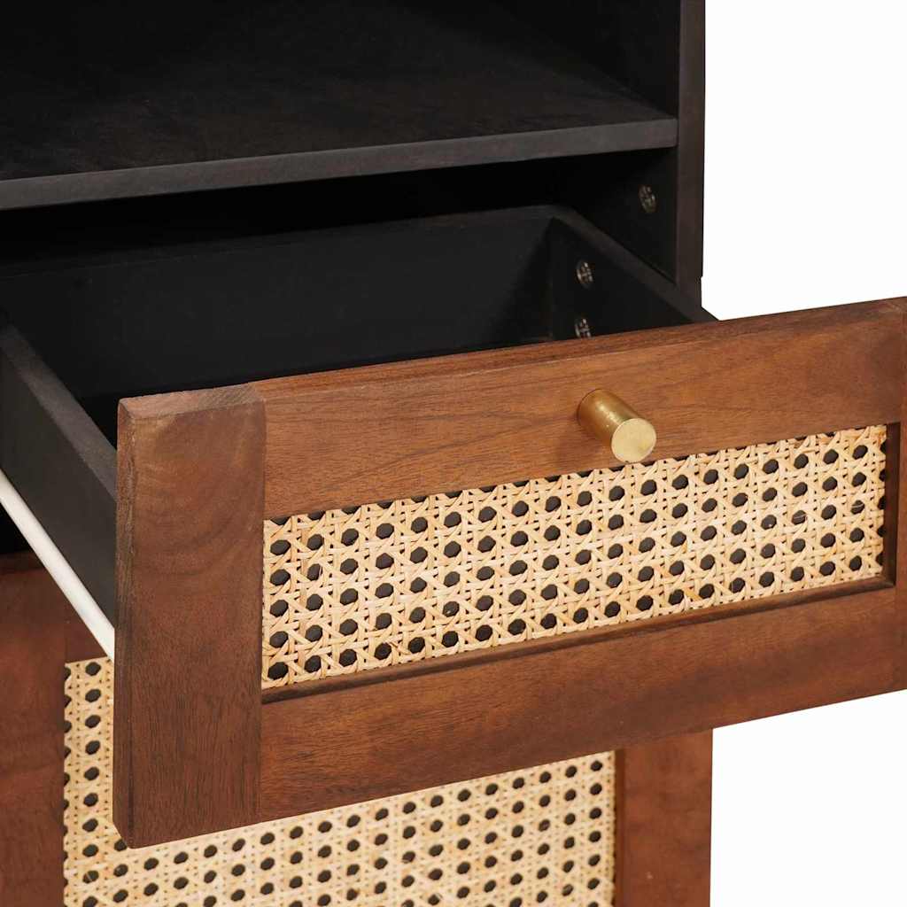Badkamerkast Met Lade 5 Pcs Bruin En Zwart Massief Mango Hout