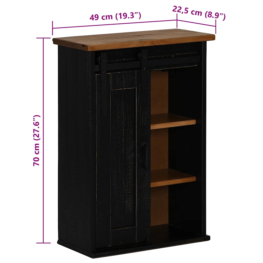 Hangkast HALDEN met schuifdeur 49x22,5x70 cm grenenhout zwart