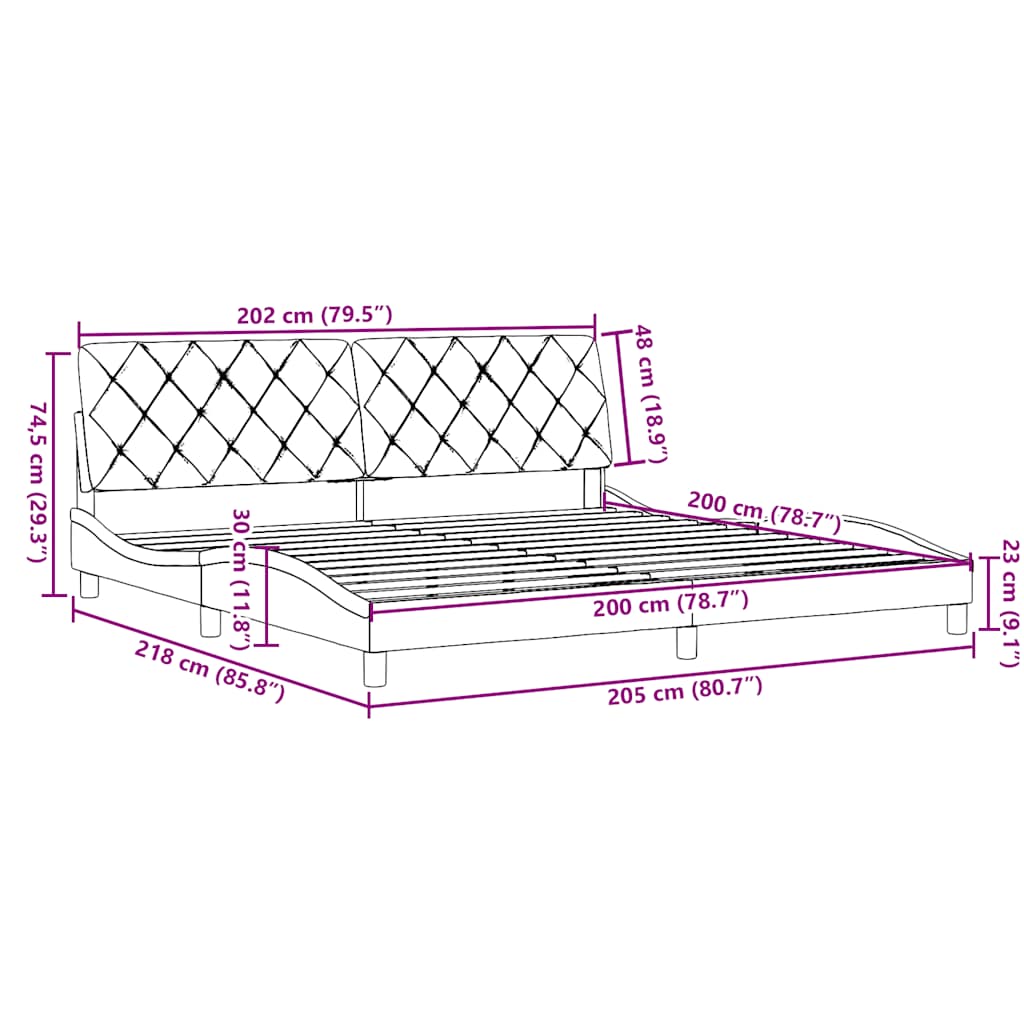 Bedframe Zonder Matras Stof 200 x 200 cm Donkerbruin