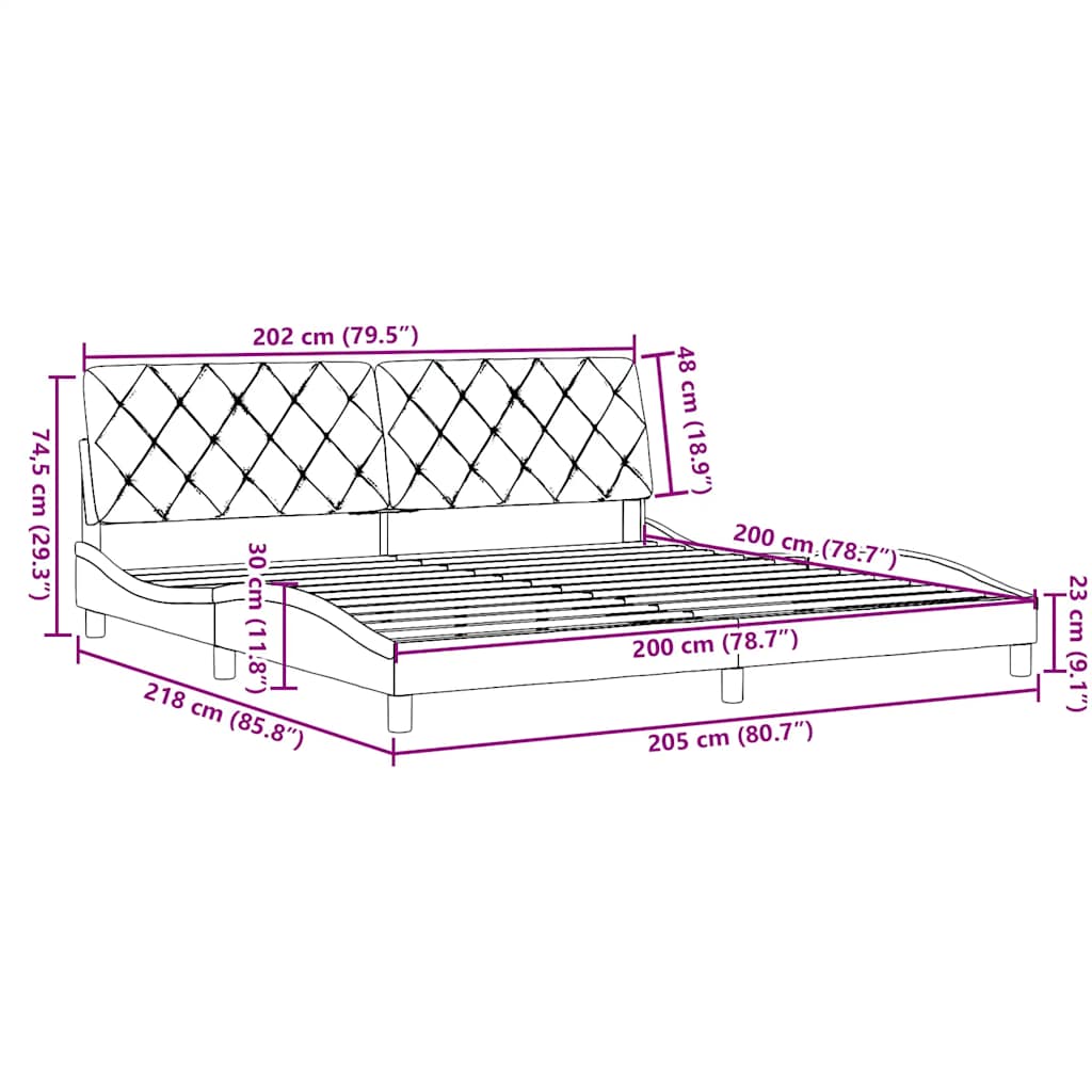 Bedframe zonder matras stof taupe 200x200 cm