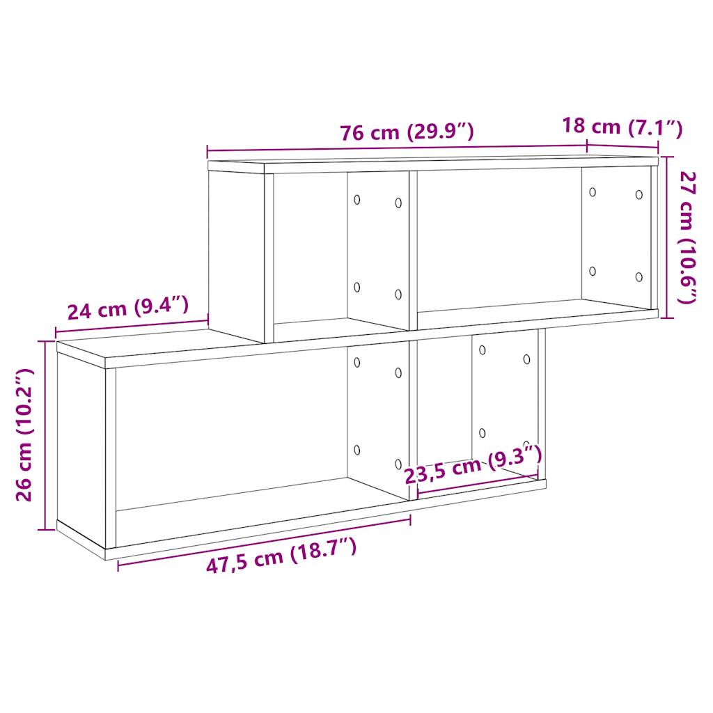 Wandschap 100x18x53 cm bewerkt hout oud houtkleurig