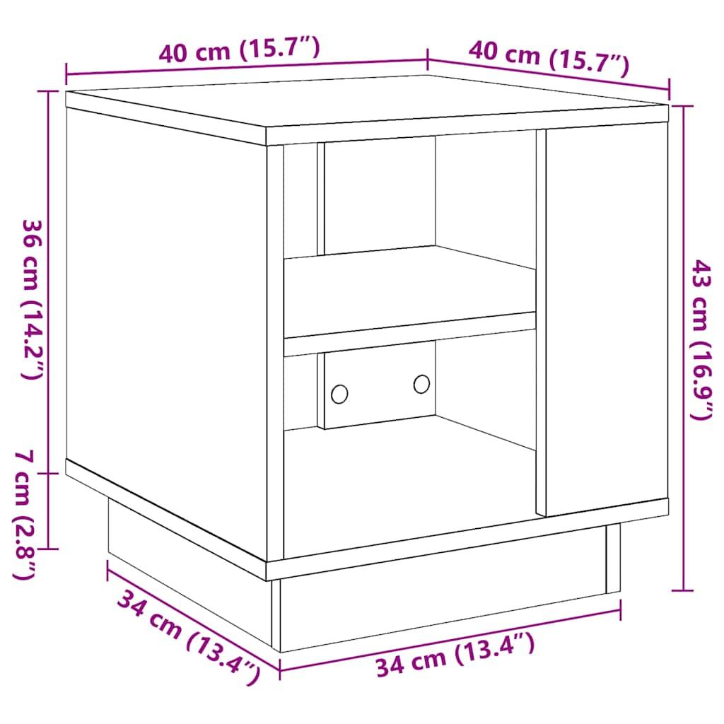 Salontafel 40x40x43 cm bewerkt hout artisanaal eikenkleurig