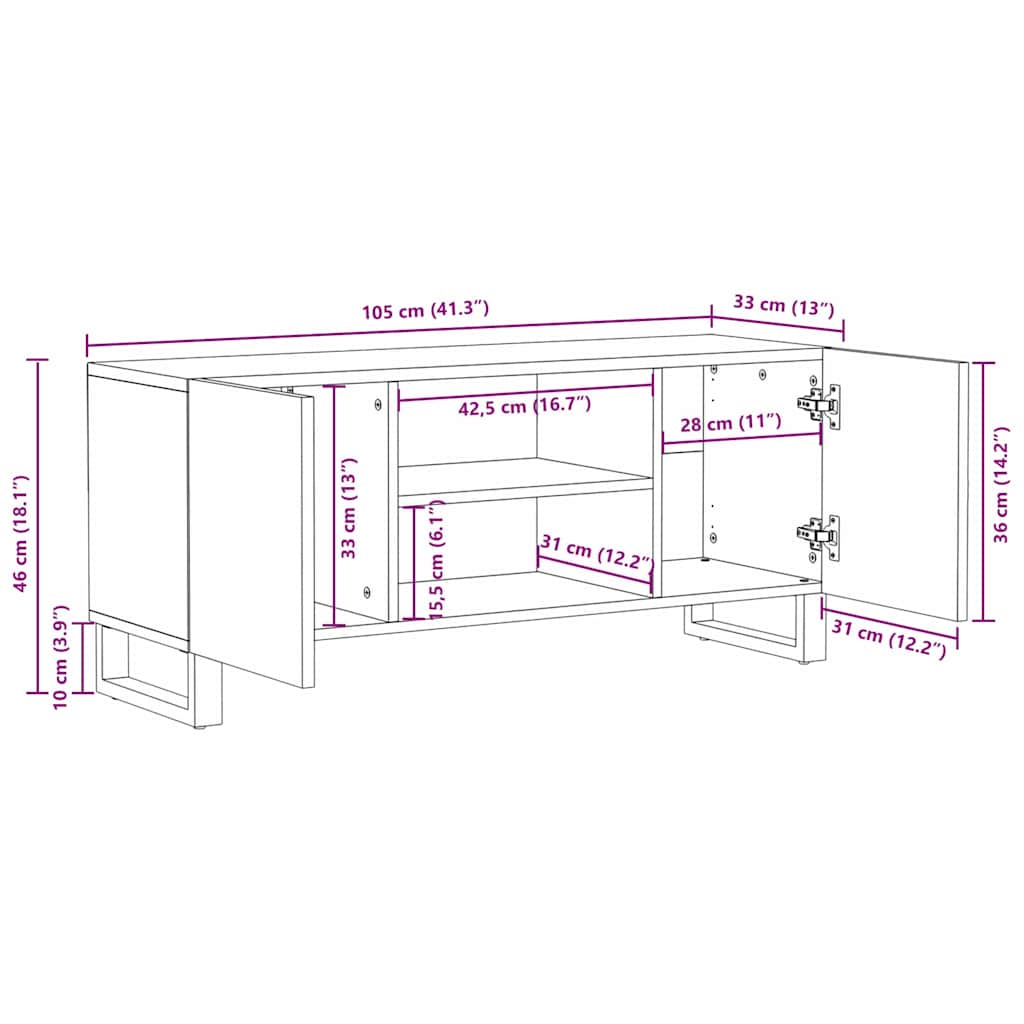 TV Eenheden Bruin 105 x 33 x 46 cm Bewerkt hout